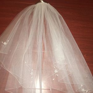 Henderson bridal veil two tier pearls & rhinestone